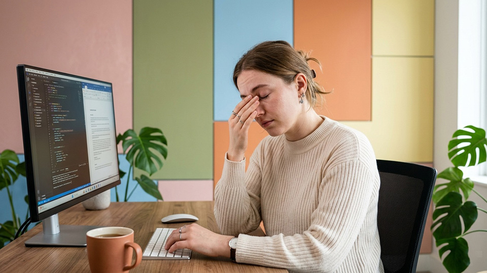 Participante aplicando hábitos ergonómicos para el cuidado ocular